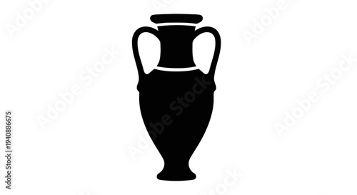 Vector illustration of black silhouette of an ancient greek amphora vase icon on a transparent background