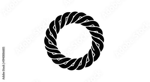 Vector illustration of black braided rope circle icon on a transparent background
