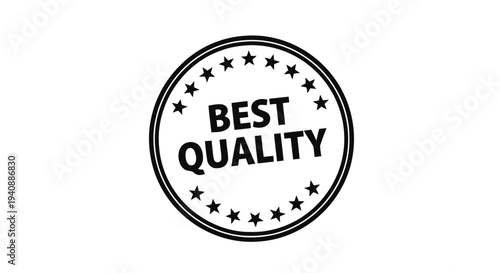 Vector illustration of best quality round stamp icon on a transparent background