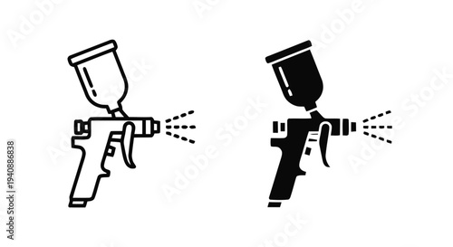 Vector illustration of spray gun icon set, painting tool vector illustration on a transparent background