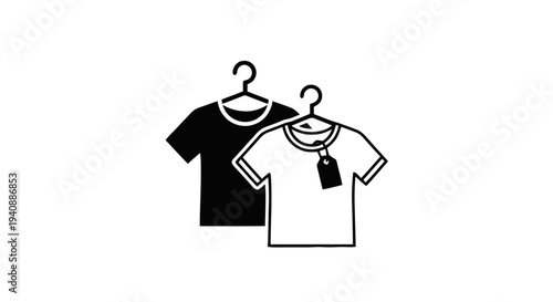 Vector illustration of tshirts on hangers icon on a transparent background