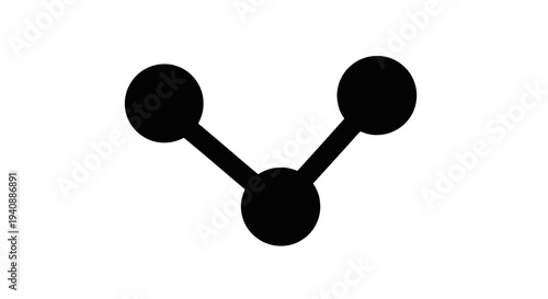 Vector illustration of simple black molecule icon or chemical structure symbol on a transparent background