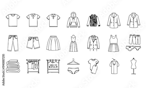 Clothing Fashion Apparel Garment Outline Icons
