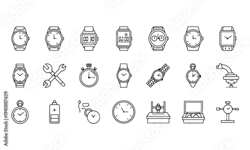 Watches Timers Clock Measurement Outline Icons