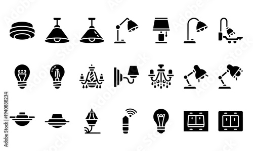 Lamps Lighting Fixtures Silhouette Icons