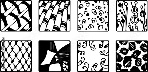 Hand Drawn Zentangle Pattern Compilation Featuring Organic and Geometric Abstract Designs with Intricate Line Art Details