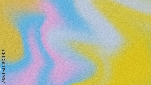Pastel Multicolor Grain Gradient Background with Yellow Blue and Pink Abstract Flowing Shapes, Soft Dreamy Noise Texture, Vibrant Modern Artistic Backdrop for Creative Layouts