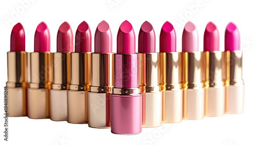 Row of vibrant lipsticks in various shades