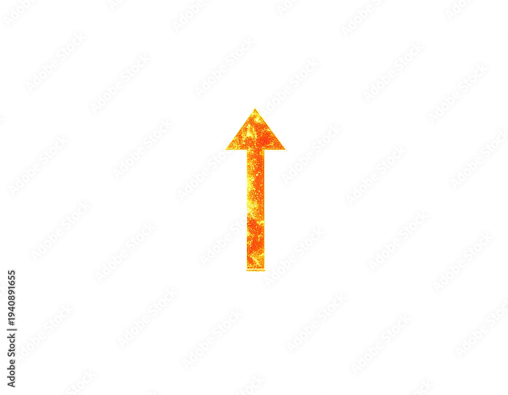Fototapeta premium Fiery upward arrow against stark black background