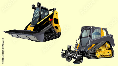 Construction Machinery Vector Set – Bulldozer and Loader