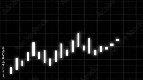 Growth Line Chart Animation on Dark Grid Background,