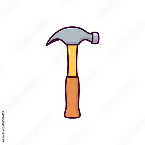 Cartoon hammer tool icon isolated on white background flat vector style illustration