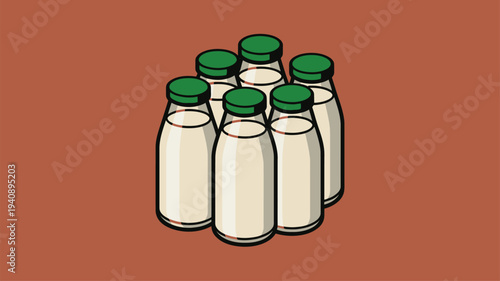 Milk bottles green caps seven