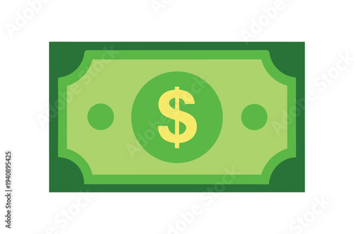 A simplified flat illustration of a united states dollar bill