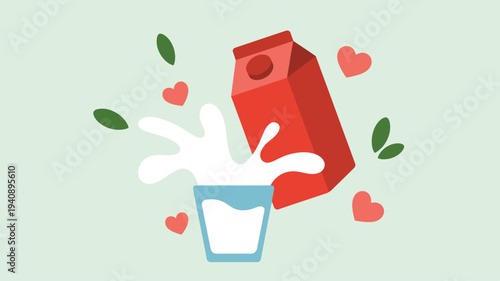 Milk Carton Splash Hearts Glass