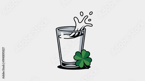 Milk glass clover drink graphic