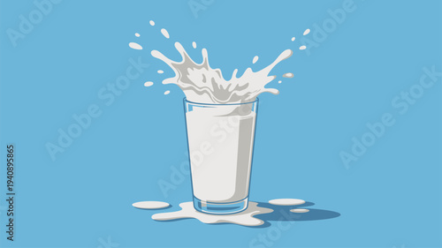 Milk glass splash blue shadow