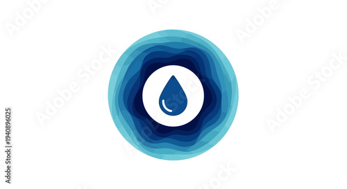 A blue and white vector illustration of a water droplet icon on a concentric circle design for World Water Day, set against a clean background.