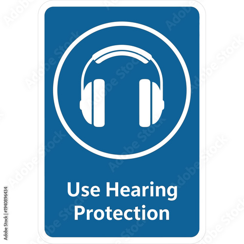 Mandatory Use Hearing Protection Safety Sign with Headphones Icon