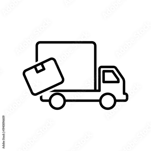 Minimalist delivery truck icon isolated on white background vector illustration