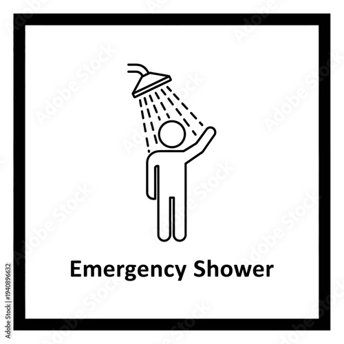 Emergency Shower Safety Sign Icon
