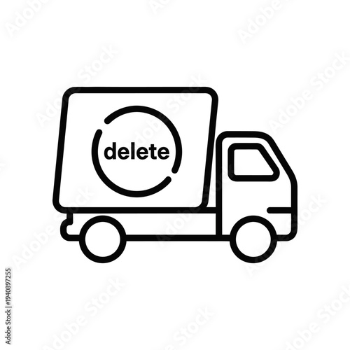 Digital data deletion concept truck with erase symbol on white background vector illustration