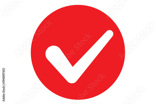シンプルなチェックマーク　赤1色の丸
