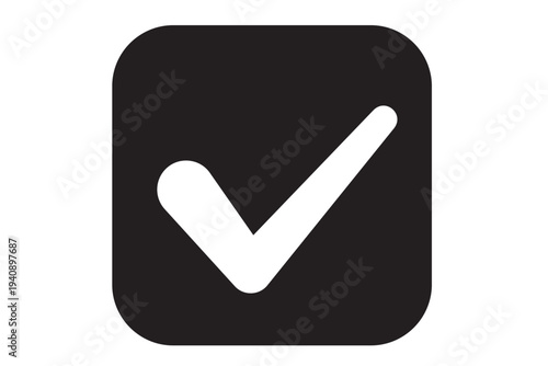 シンプルなチェックマーク　黒1色の四角