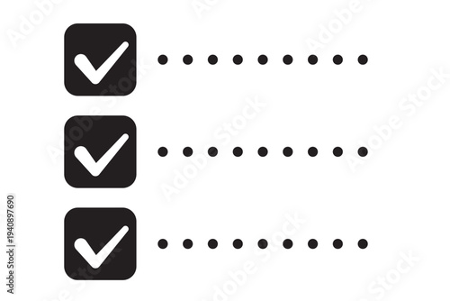 シンプルなチェックマーク　黒1色の四角