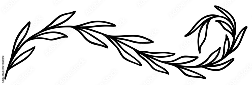 Fototapeta premium Botanical Border Element | Decorative Leafy Graphic | Vector