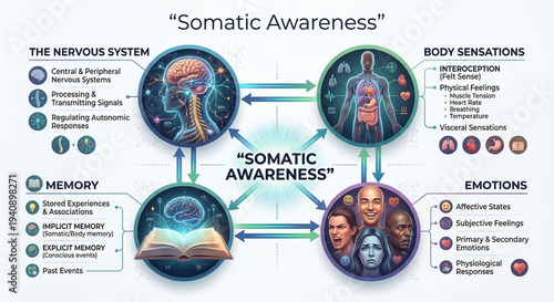 Somatic Awareness Mind Body Connection Emotions Memory and Nervous System Diagram