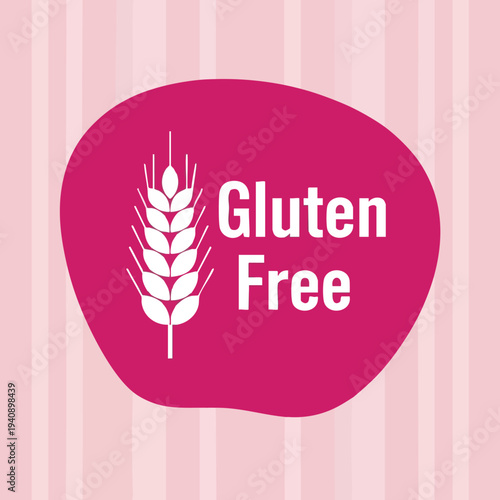 Gluten Free Icon. Wheat Ear Symbol. Pink Circle. Health Food.