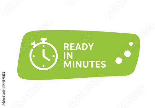 Ready in Minutes Icon. Stopwatch. Speed. Quick Service. Fast Delivery.
