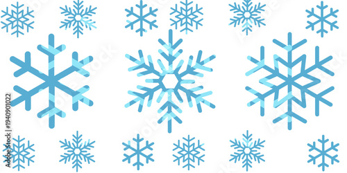 set kepingan salju biru pada vektor latar belakangPrint