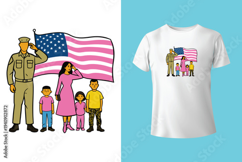 American Flag With Camo PNG