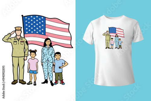 American Flag With Camo PNG