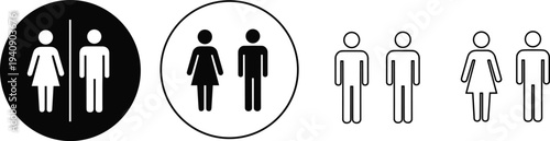Male Female Gender Icons Set Man Woman Symbols Restroom Sign Vector Illustration