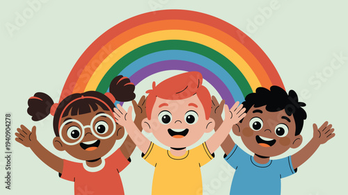 Happy Children Rainbow Diversity