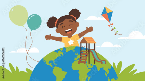 Happy girl planet playground