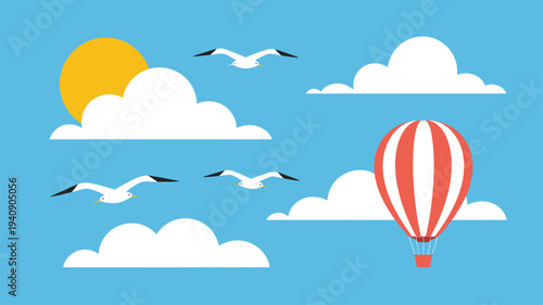 Hot air balloon travel sky birds