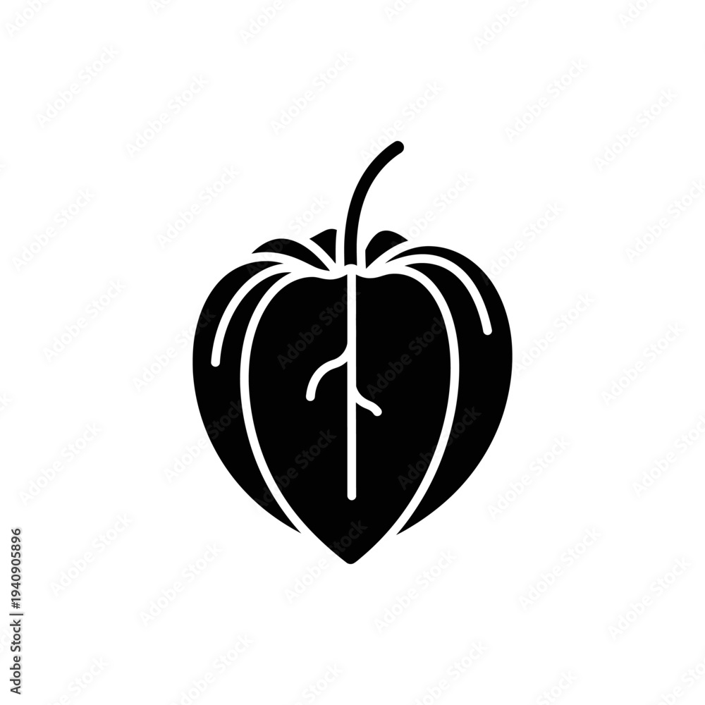 Fototapeta premium Minimalist black apple logo icon vector symbol for technology and design