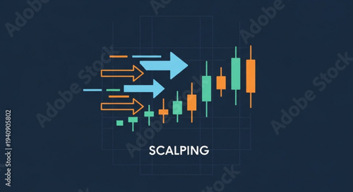 Scalping trading strategy with arrows on stock market chart financial analysis for traders and investors