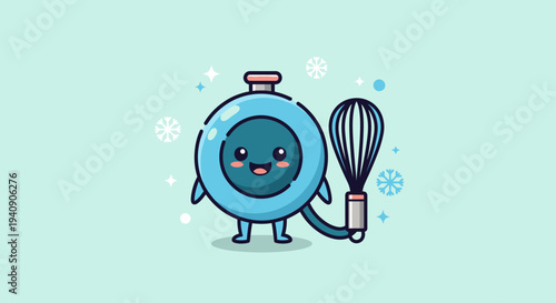 Whimsical Blue Stopwatch Cartoon Mascot Character.