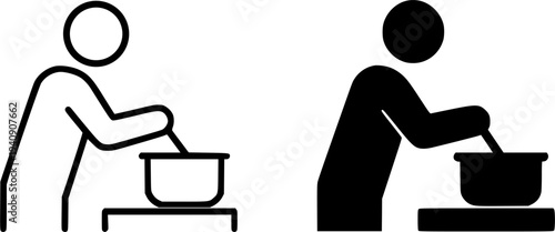 Cooking minimalist icon, outline and silhouette style, for activity design