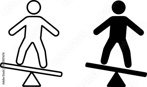 Balancing minimalist icon, outline and silhouette style, for sports design