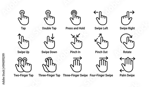 Touchscreen gesture icons for user interface interaction
