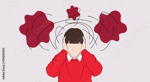 Person with headache, dizzy, migraine, stress, pain