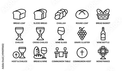 Bread and wine symbols: communion icons and christian ritual elements
