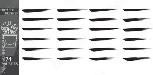 Set of 24 paintbrushes vector illustration