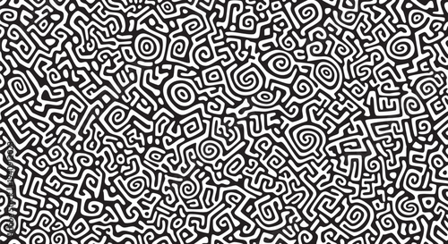 Black and White Abstract Doodle Seamless Pattern Background